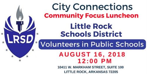  VIPS city connections luncheon announcement. Date of luncheon is August 16, 2018 at 12:00PM